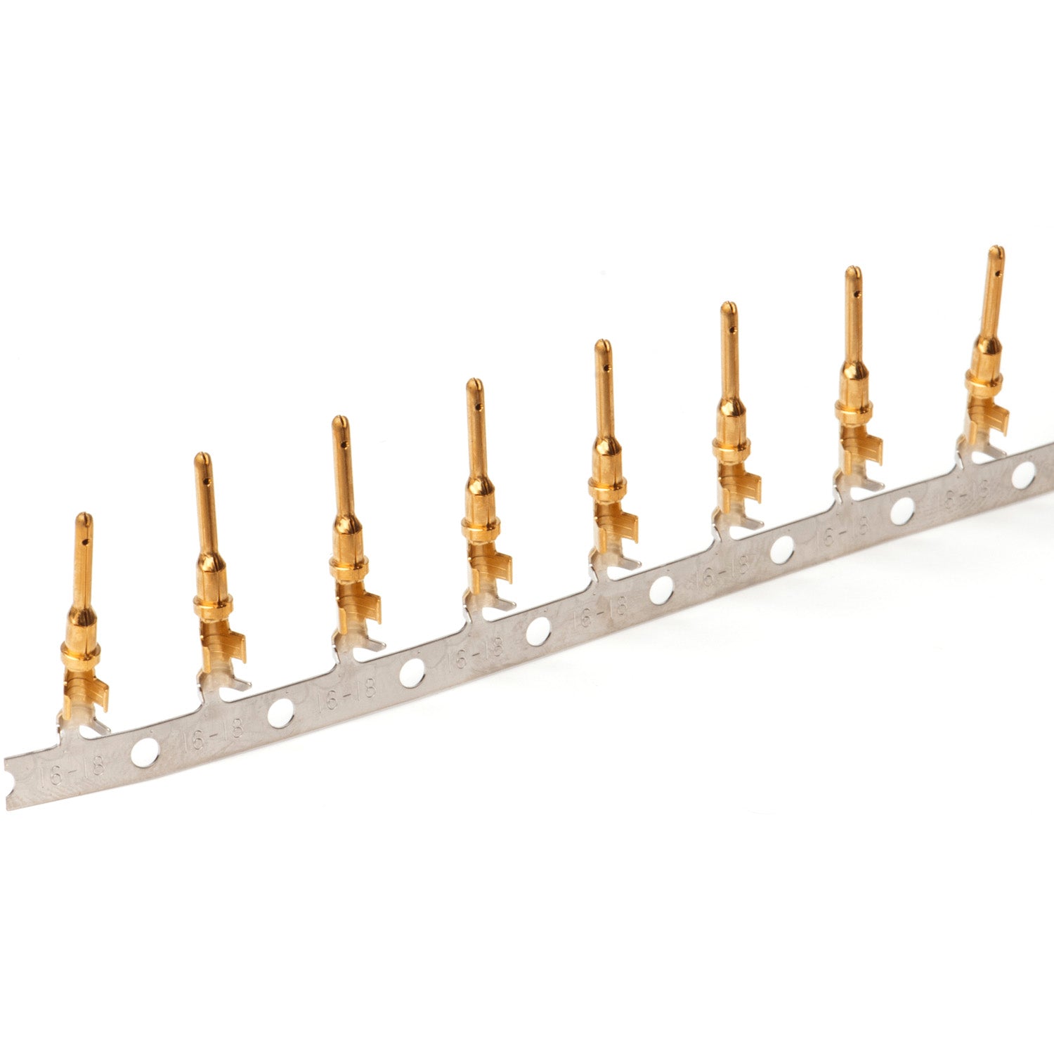 1060-16-0988 - Stamped & Formed Pin - Size 16 - 14-18 AWG, .075-.140 Insulation, 13 Amps, Gold Plated, Qty - 1 pin