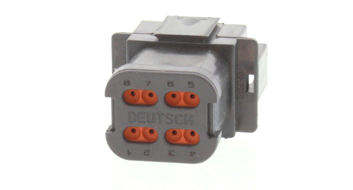 DT04-08PB-E003 - DT Series - 8 Pin Receptacle - B Key , In-line - End Cap, Black