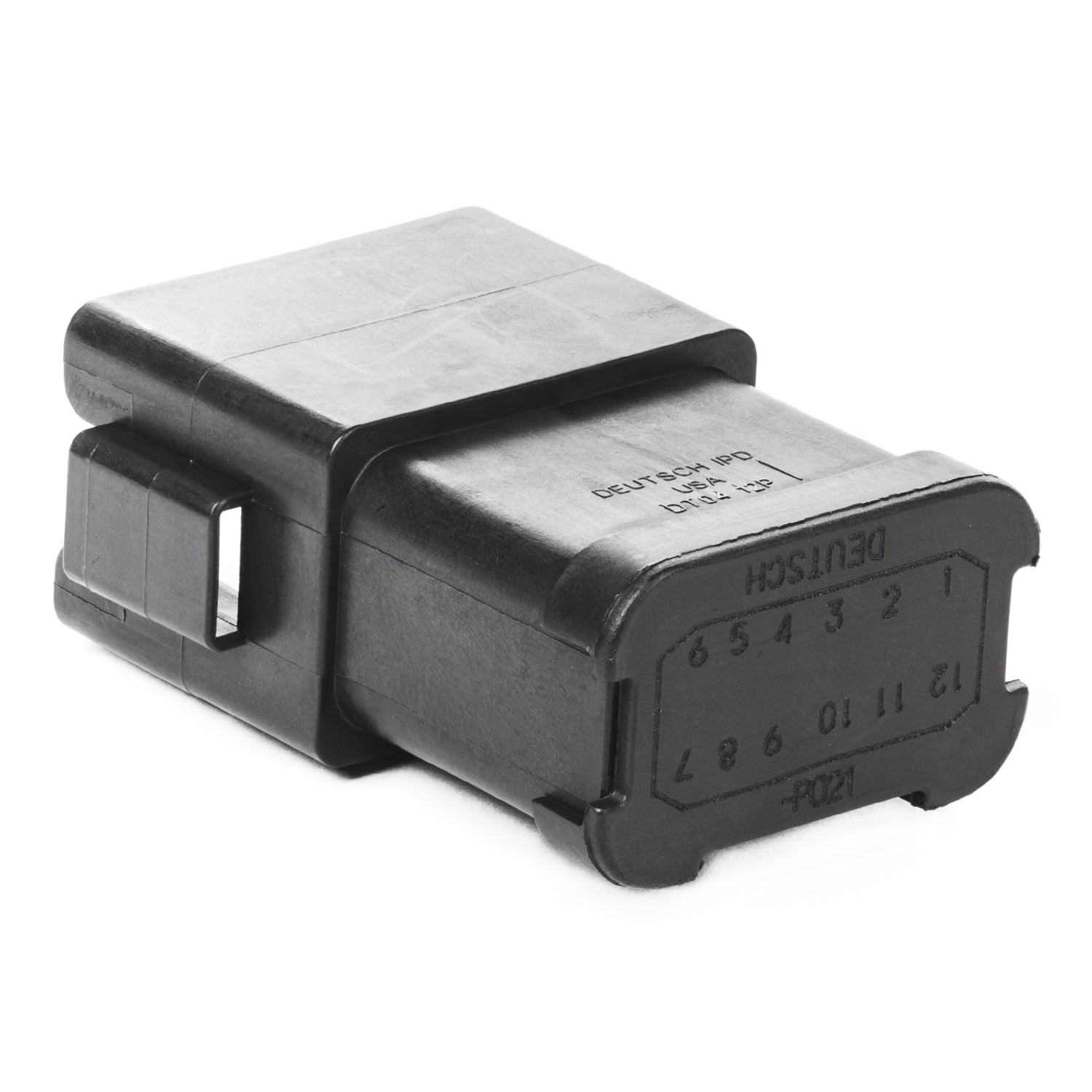 DT04-12PB-P030 - DT Series - 12 Pin Receptacle - B Key, (4) 3 Pin Bus, Nickel Pins, Black