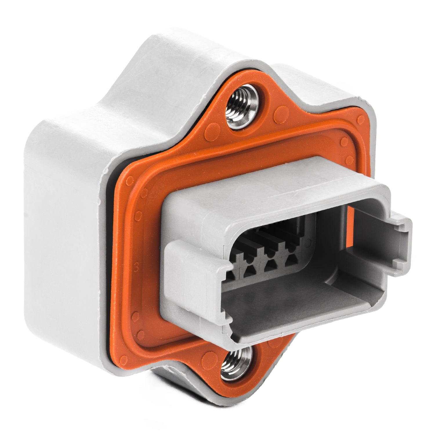 DT04-12PA-LE05 - DT Series - 12 Pin Receptacle - A Key, Sealed Flange Gasket, End Cap, Gray