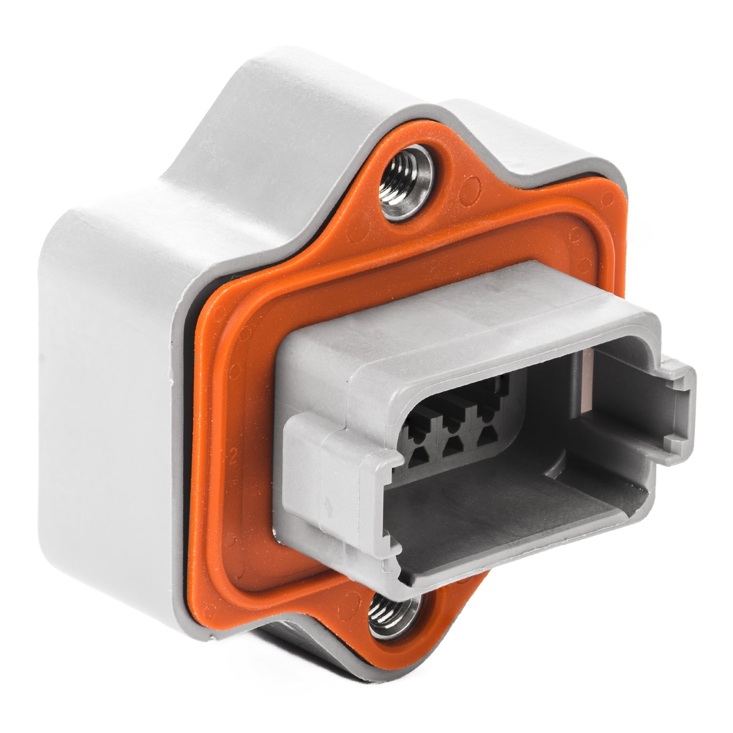 DT04-12PA-LE06 - DT Series - 12 Pin Receptacle - A Key, Reduced Dia. Seals, Sealed Flange, End Cap, Gray