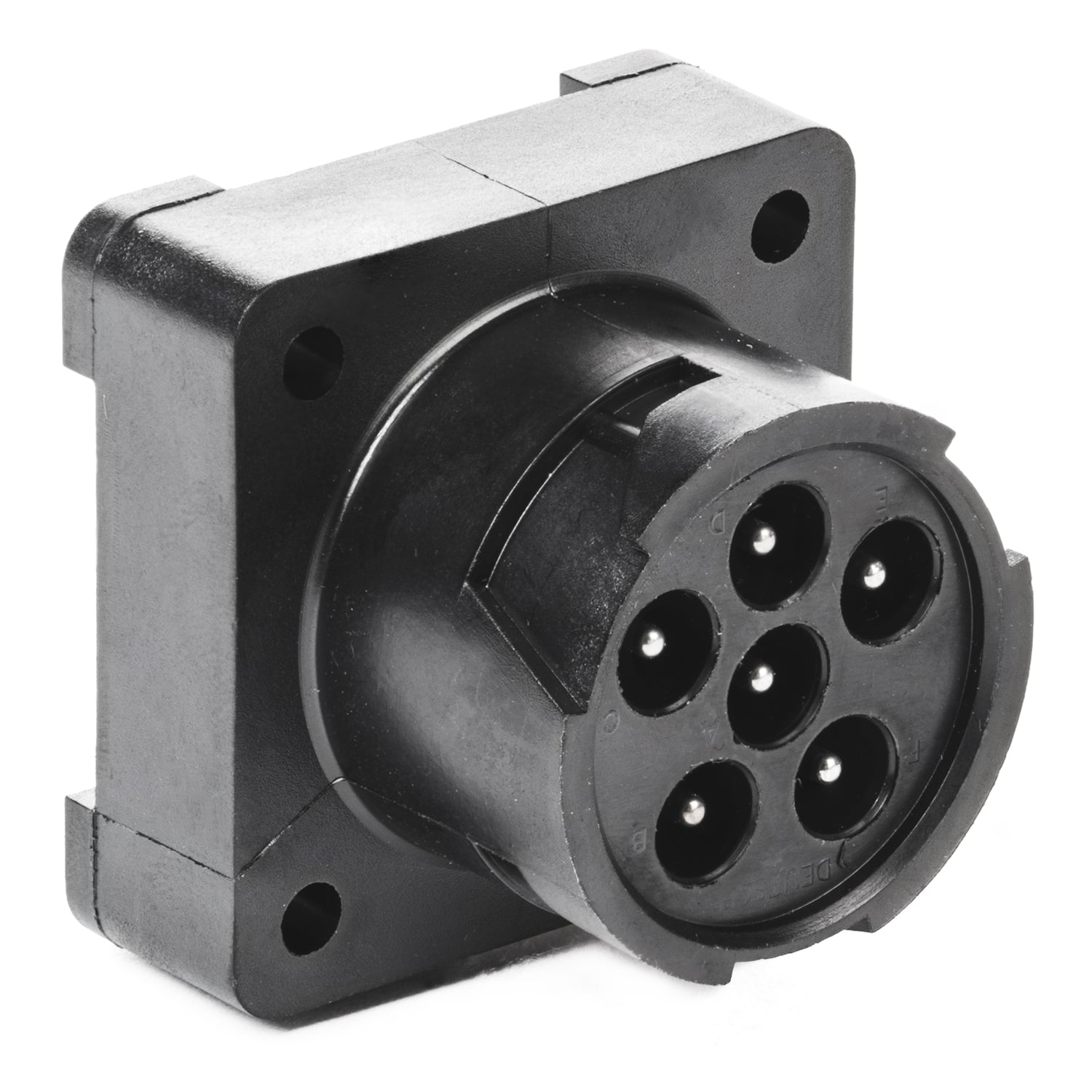 HD10-6-96P-N005 - HD10 Series - 6 Pin Receptacle - Molded-In Pins, PCB Mount, Black