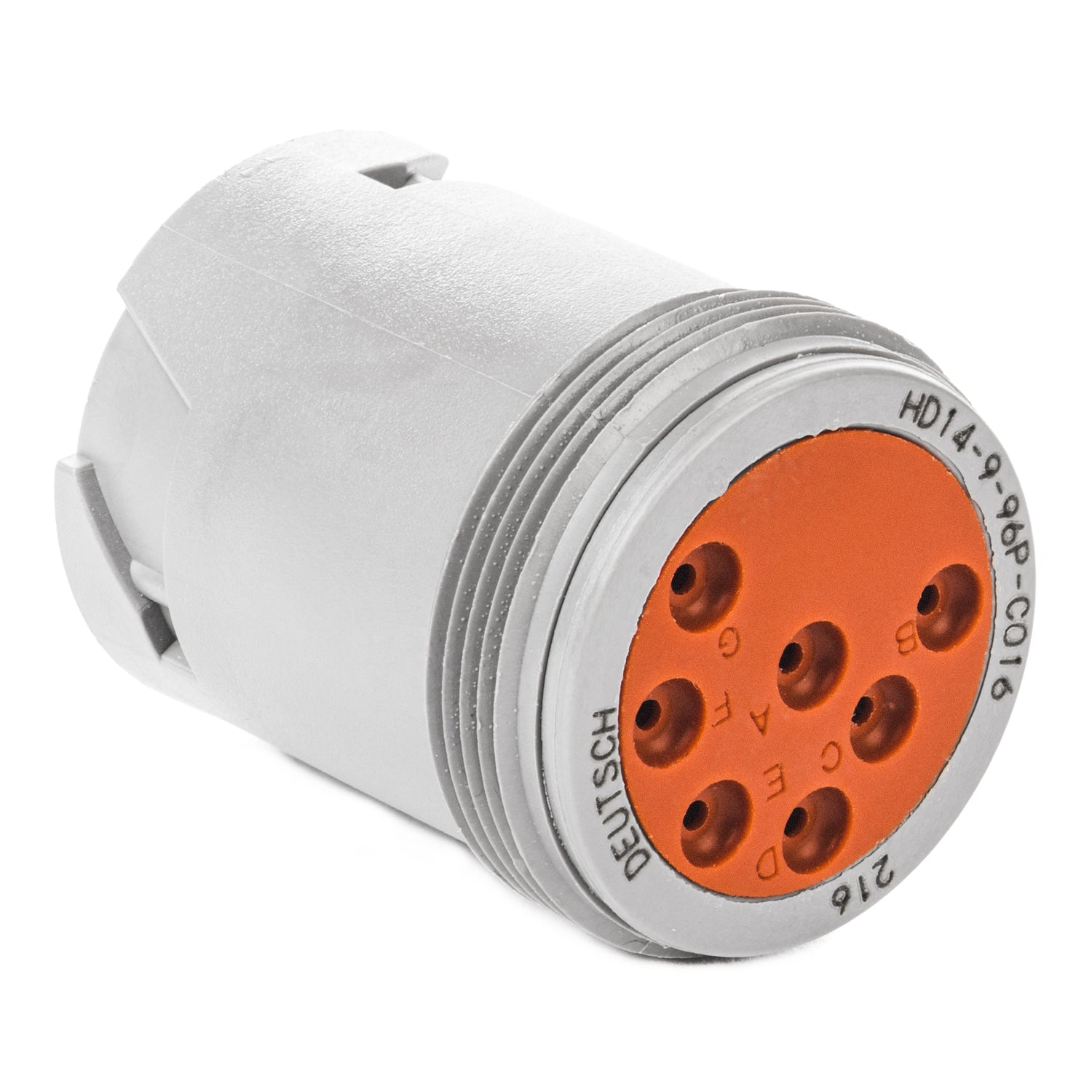 HD14-9-96P-C016 - HD10 Series - 9 Pin Receptacle - Cavities H, J Blocked, Threaded Rear, Gray