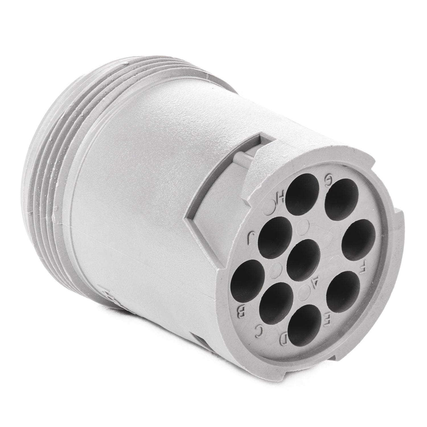 HD14-9-96P-C016 - HD10 Series - 9 Pin Receptacle - Cavities H, J Blocked, Threaded Rear, Gray