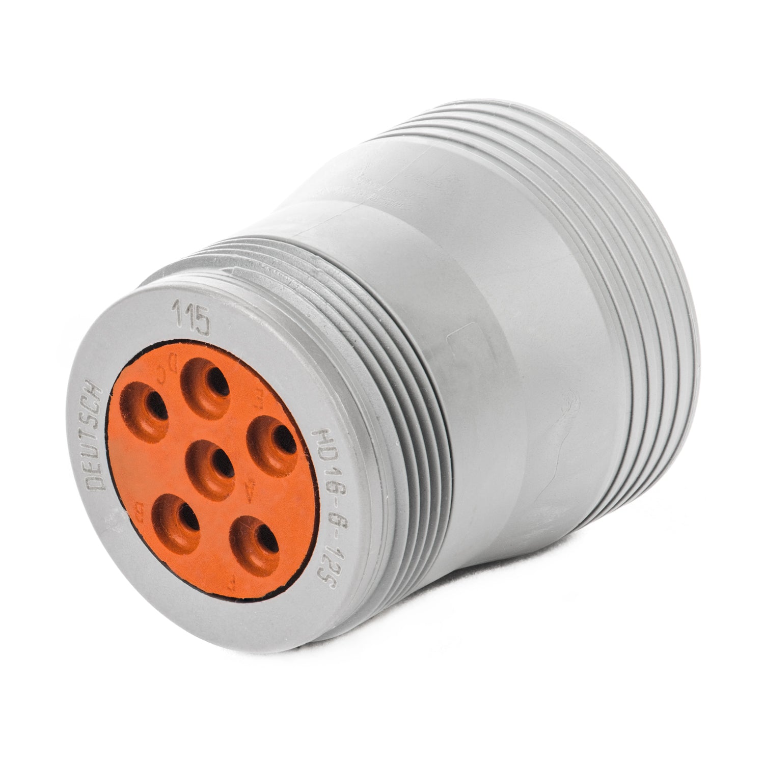 HD16-6-12S - HD10 Series - 6 Socket Plug - Threaded Rear, No Coupling Ring, Gray