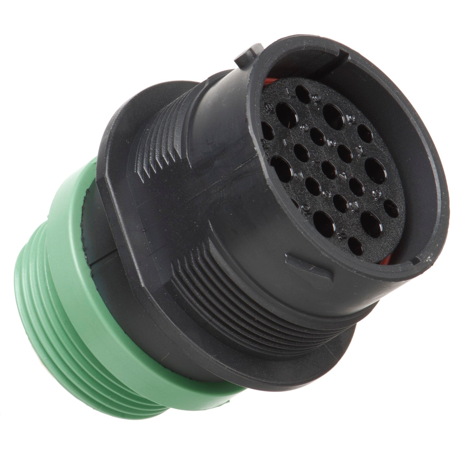HDP24-24-19SN-L015 - HDP20 Series - 19 Socket Receptacle - 24 Shell, N Seal, Reverse, Threaded Adapter, Flange