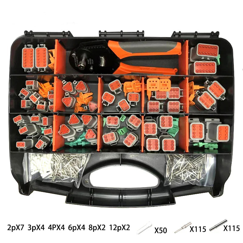 321PCS Deutsch DT Series Waterproof Connector Kit – DT06-2/3/4/6/8/12S & DT04-2/3/4/6/8/12P with Terminals Repair Tool Box